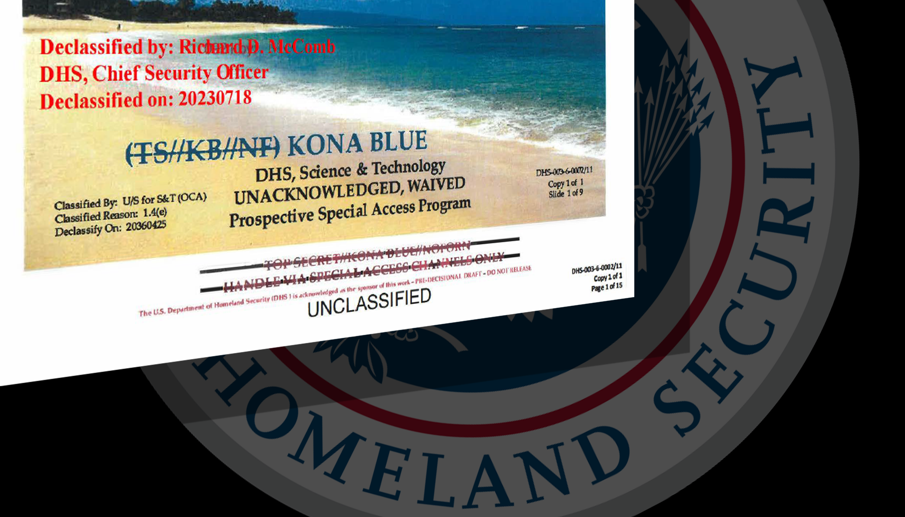 Министерство обороны публикует документы «KONA BLUE»